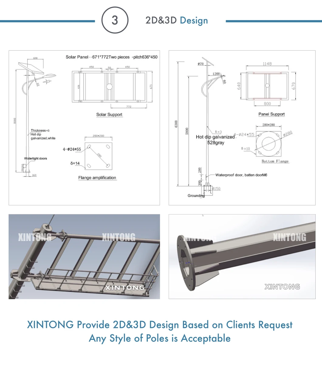 12m High Mast Galvanized Square Steel Solar Street Light Pole Price